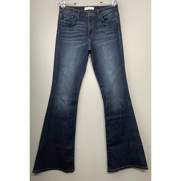 Flying Monkey Size 29 Long Dark Wash Stretch Denim Blue Jeans Y2K Flared Leg - Picture 1 of 7